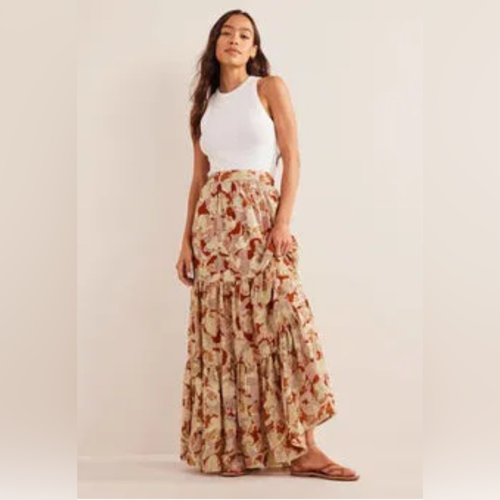 Boden - Tiered Metallic Maxi Skirt size 16-18